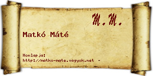 Matkó Máté névjegykártya